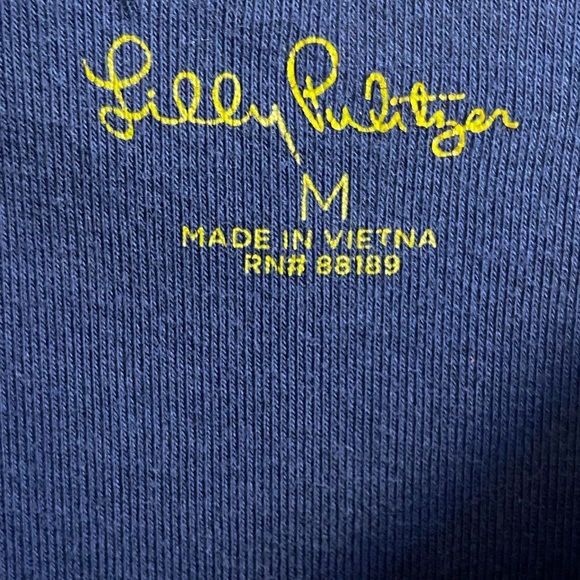 Lilly Pulitzer top boat neck navy blue 3/4 sleeve casual Medium - Picture 6 of 7